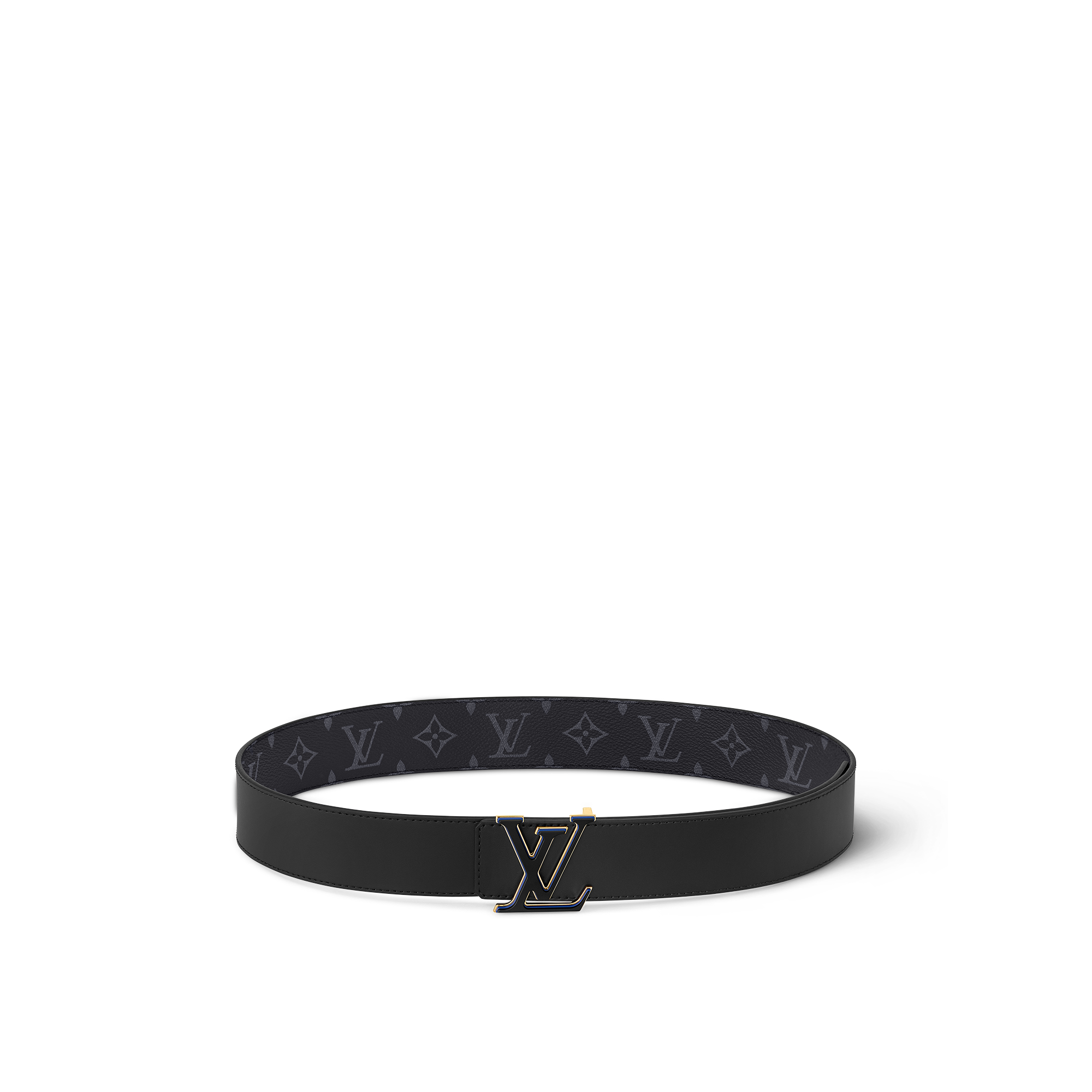 LOUIS VUITTON ダークブルー ブラック ベルト LV 3 Steps 40mm Reversible Belt Monogram Eclipse Canvas - Men